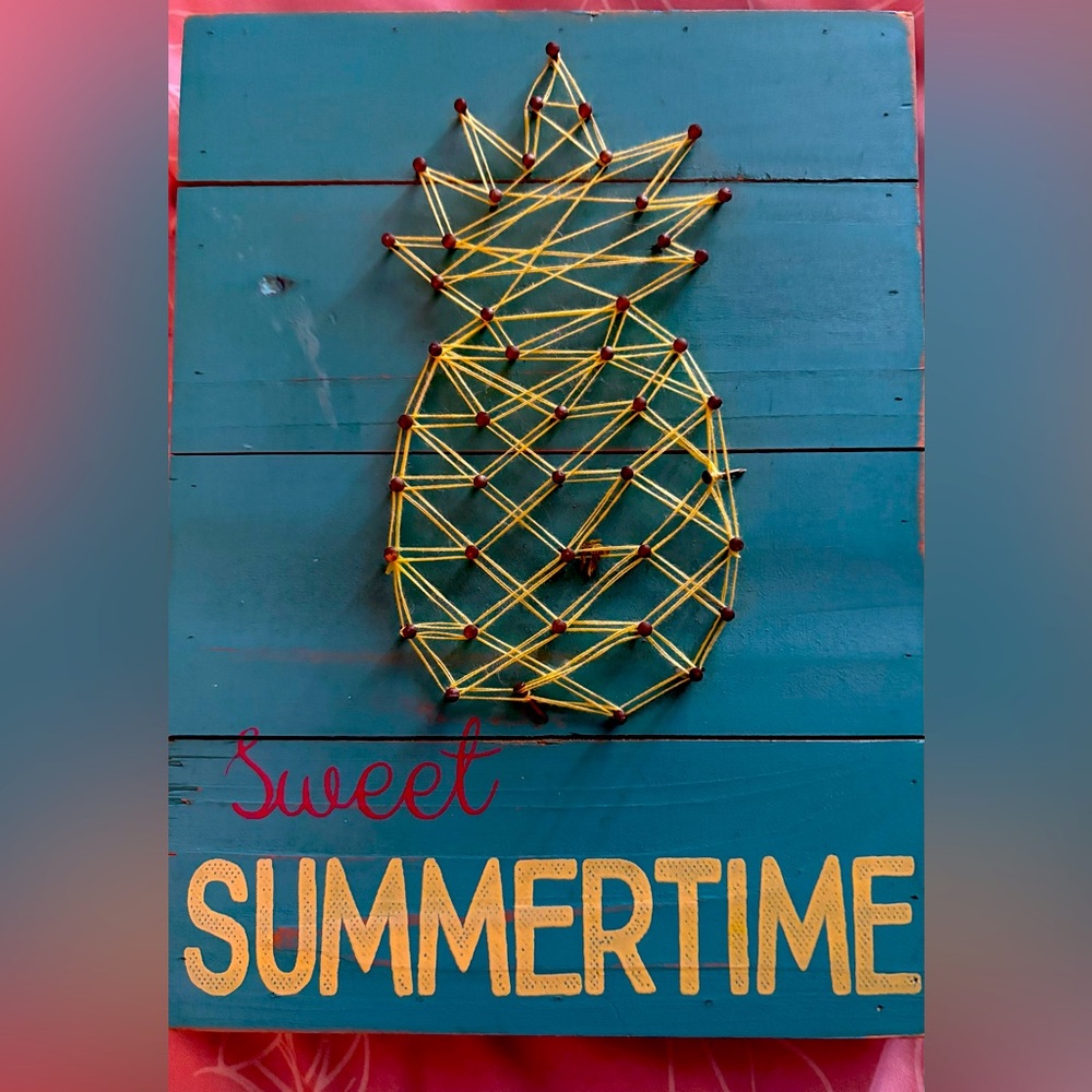 Teal Pineapple String Art Decor